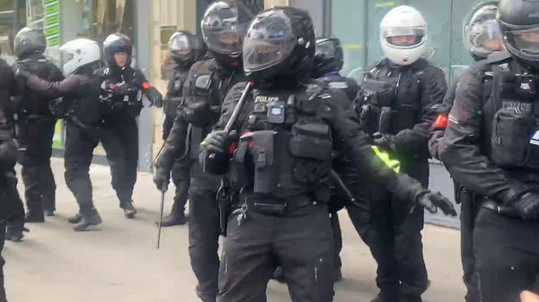 Столкновения с полицией на митинге в Париже