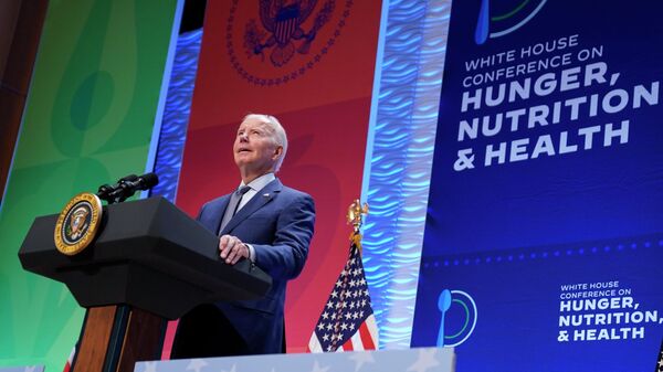 Президент США Джо Байден во время выступления на конференции по вопросам голода, питания и здоровья