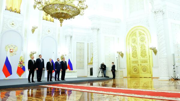 Церемония подписания договоров о вхождении в РФ ДНР, ЛНР, Запорожской и Херсонской областей