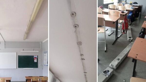 В средней школе № 90 в Кировском районе Красноярска во время урока на детей с потолка обрушились люминесцентые лампы