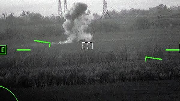 Пуски ракет с вертолета ВС РФ по украинским объектам военного управления и энергетики