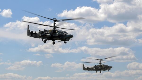 Ударные вертолеты Ка-52 ВКС России в зоне проведения СВО