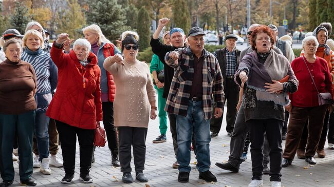 Участники акции протеста в Молдавии