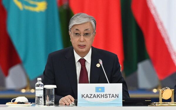 Президент Казахстана Касым-Жомарт Токаев на VI саммите Совещания по взаимодействию и мерам доверия в Азии во Дворце Независимости в Астане