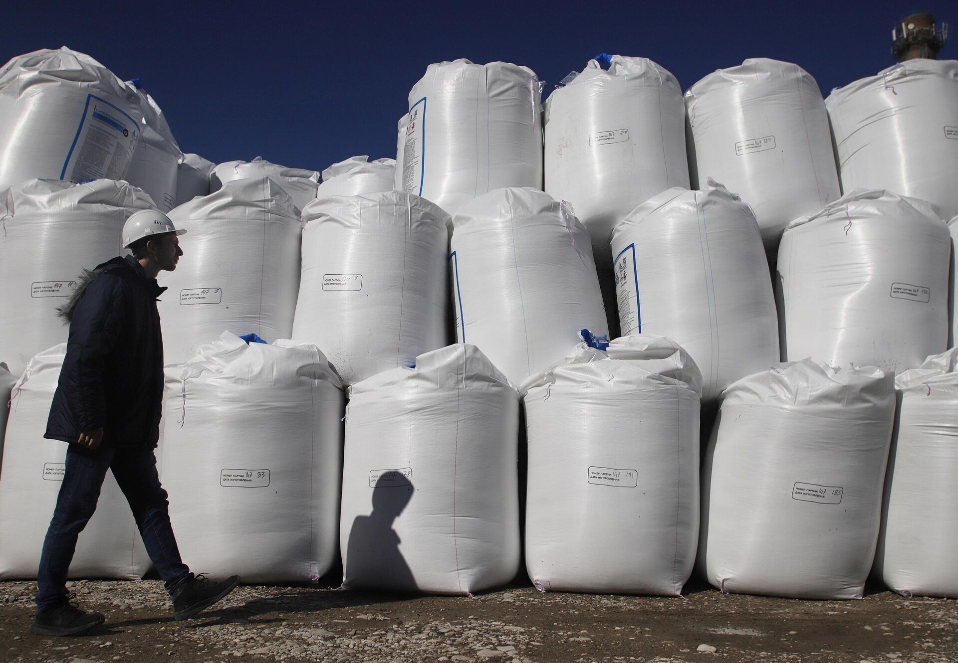 Сотрудник на территории завода ООО Алмаз Удобрения по производству водорастворимых и гранулированных удобрений Сотрудник на территории завода ООО Алмаз Удобрения по производству водорастворимых и гранулированных удобрений - РИА Новости, 1920, 17.12.2025