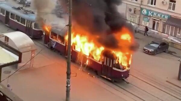 Пожар в трамвае в Нижнем Новгороде