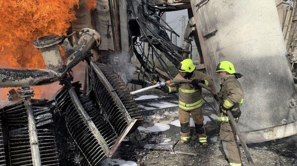Тушение пожара в Ровенской области Украины. 22 октября 2022