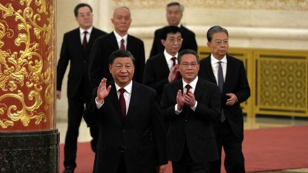 Мероприятие, посвященное представлению нового состава Постоянного комитета Политбюро Компартии Китая