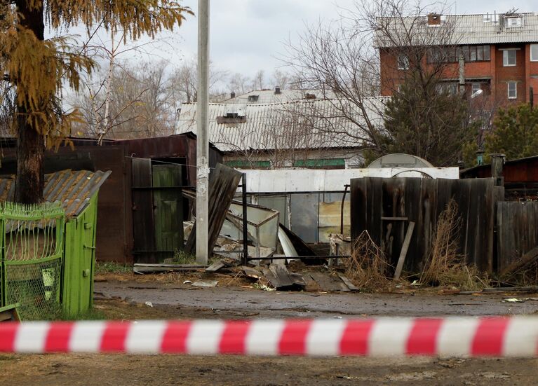 Место крушения самолета Су-30 в Иркутске