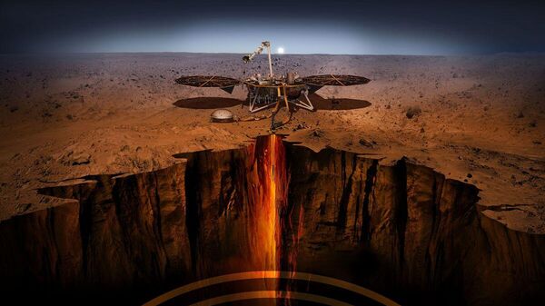 Посадочный модуль InSight на поверхности Марса