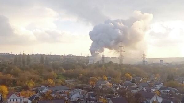 Пожар в Днепре, Украина. Кадр из видео очевидца