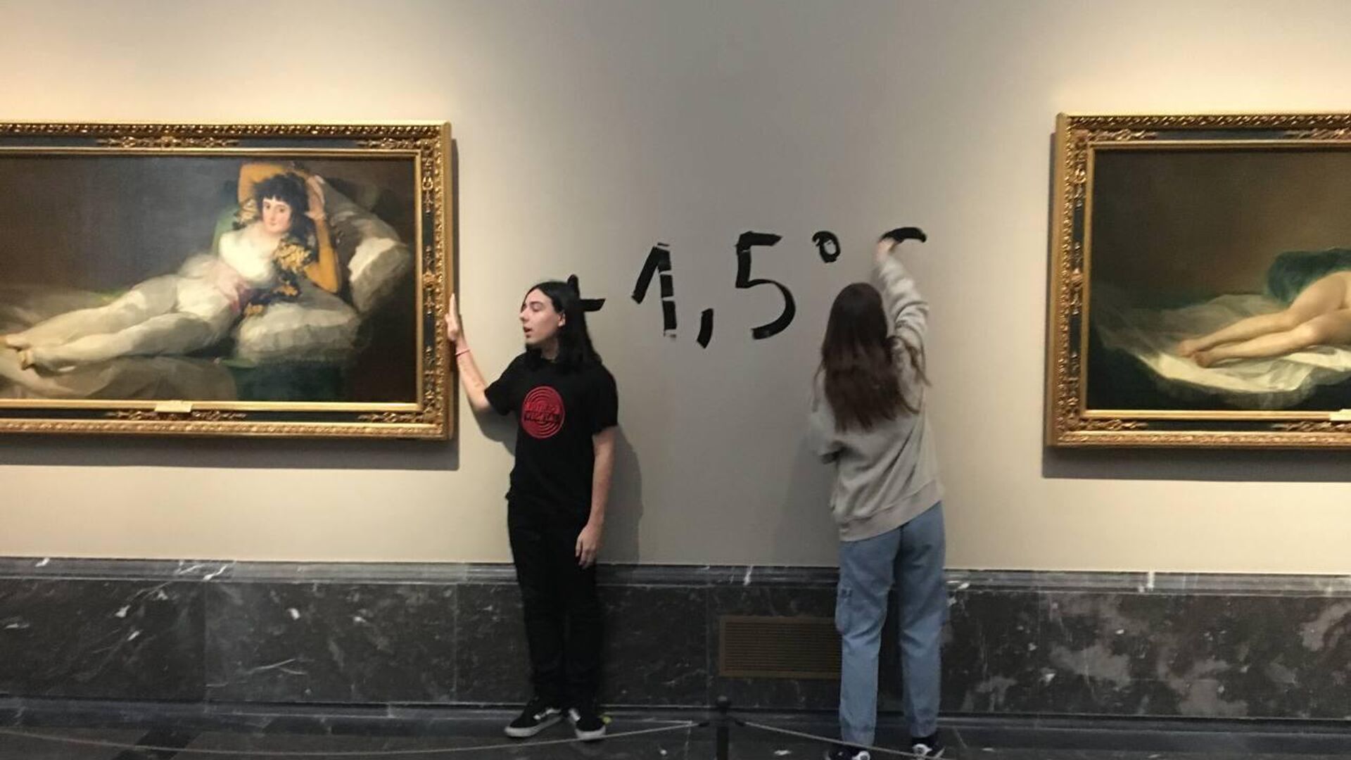 Экоактивистки приклеили себя к рамам картин Франсиско Гойи в музее Прадо - РИА Новости, 1920, 05.11.2022