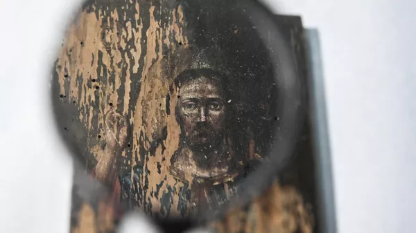 Старинная икона, которую пытались контрабандой вывезти из недостроенного здания храма раскольнической Православной церкви Украины, в Мелитопольском государственном краеведческом музее