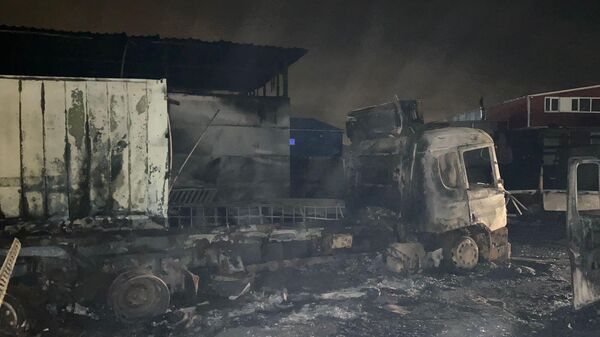Пожар в автосервисе в деревне Нижнее Мячиково