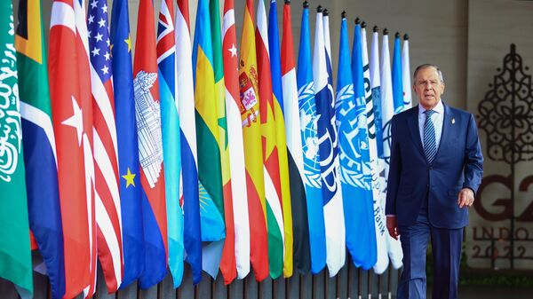Министр иностранных дел России Сергей Лавров на саммите G20 на Бали