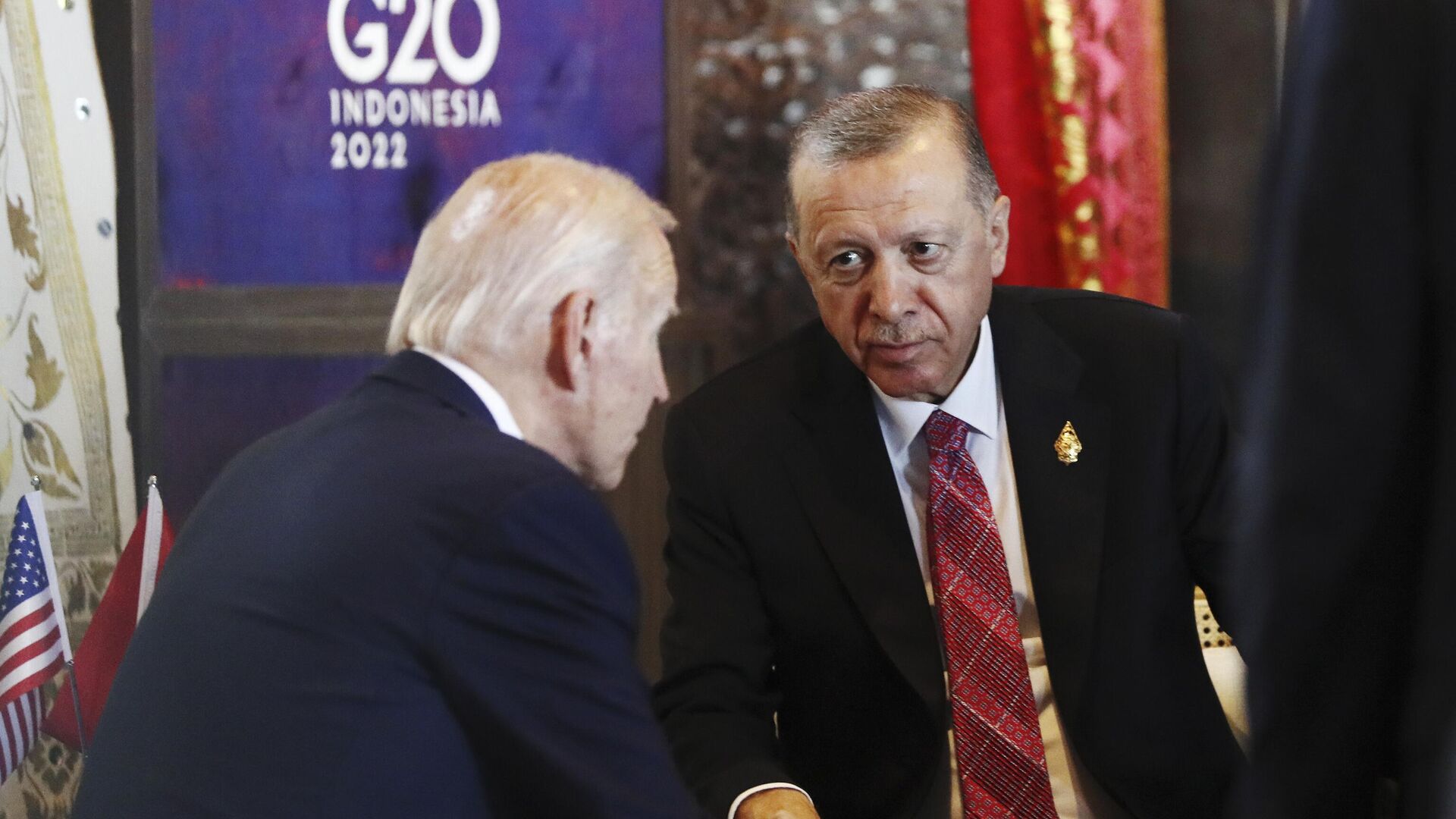 Президент США Джо Байден и президент Турции Реджеп Тайип Эрдоган на саммите G20 в Индонезии - РИА Новости, 1920, 04.04.2023
