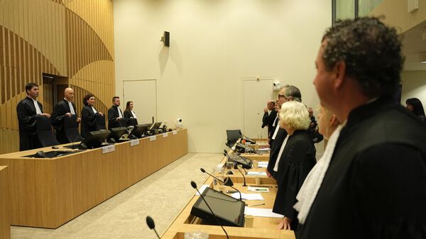 Заседание Гаагского суда, на котором вынесено решение по делу о крушении рейса MH17 Malaysia Airlines