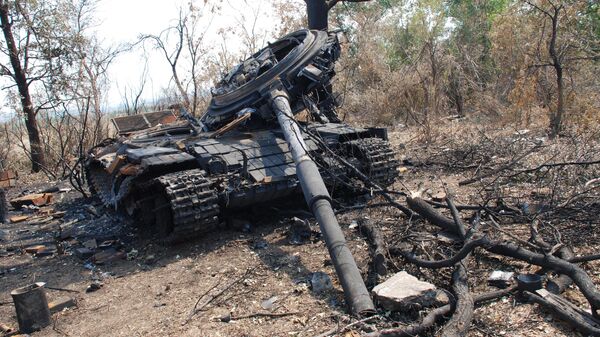 Уничтоженный украинский танк