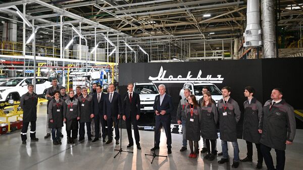 Moscow Mayor Sergei Sobyanin at the Moskvich Moscow Automobile Plant, where car assembly begins