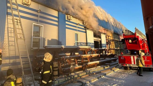 Пожар в поселке Лайский Док в Архангельской области 