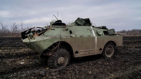 Уничтоженная украинская БРДМ-2 (бронированная разведывательно-дозорная машина). Архивное фото