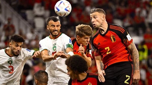 Эпизод матча Бельгии против Марокко на ЧМ-2022
