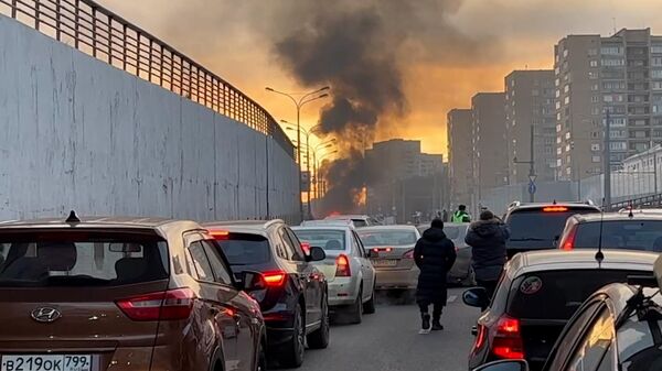 Кадры пожара на Волоколамском шоссе