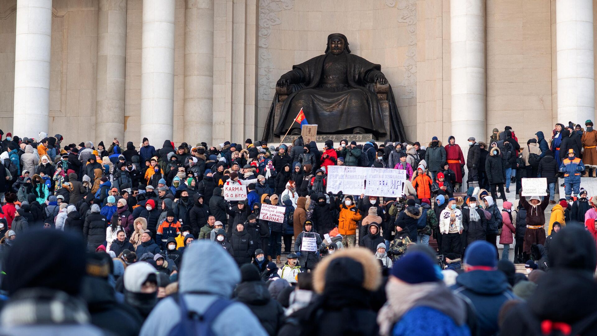 Акция протеста в Улан-Баторе.5 декабря 2022 - РИА Новости, 1920, 06.12.2022