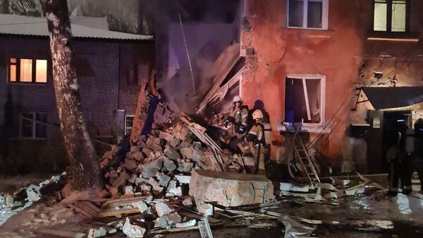Место взрыва газа в жилом доме в Рязани