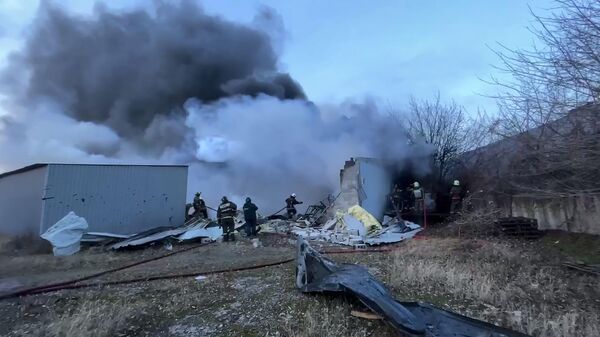 Пожар на рынке в Донецке после обстрела со стороны ВСУ. Архивное фото