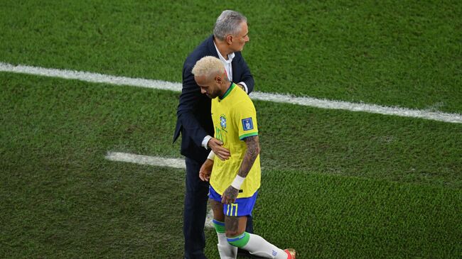 Главный тренер сборной Бразилии Тите и нападающий сборной Бразили Неймар
