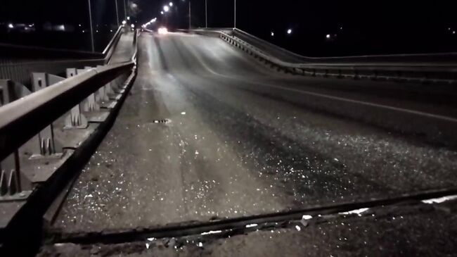 Кадры с места взрыва у моста в селе Константиновка в пригороде Мелитополя