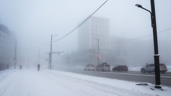 Местные жители на одной из улиц в Якутске