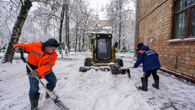 Ликвидация последствий снегопада в Москве