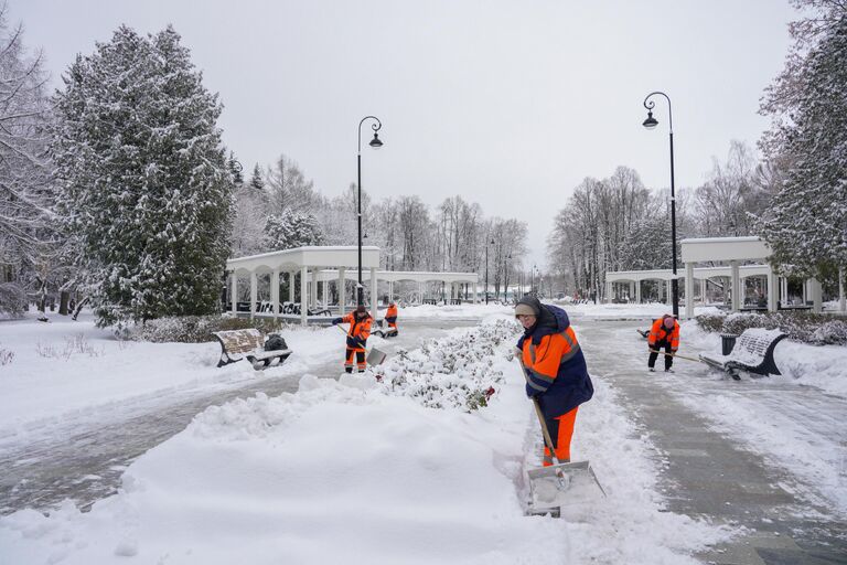 Ликвидация последствий снегопада в Москве