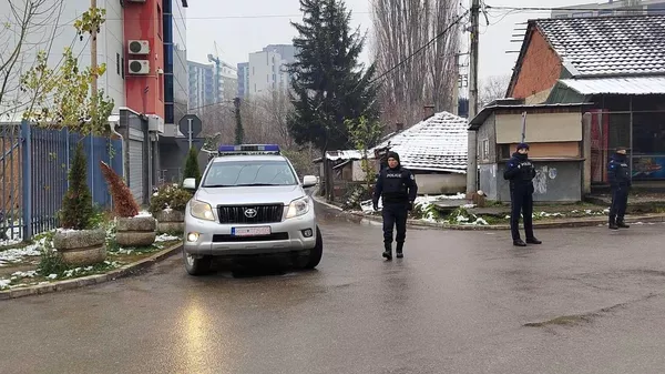 Сотрудники полиции в Косовска-Митровице