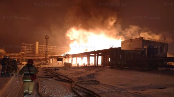 Пожар на промышленной площадке Ангарского нефтехимического комбината