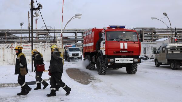 Пожарная машина в Ангарске в Иркутской области. Архивное фото. 