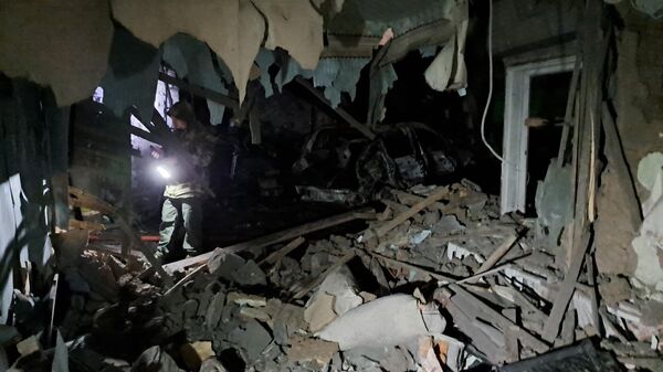 Жилой дом, разрушенный в результате обстрела ВСУ Буденновского районе Донецка