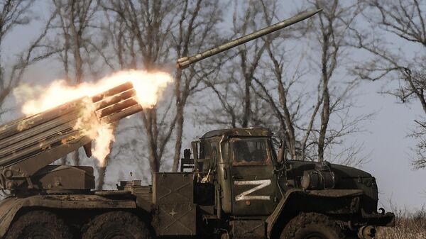 Реактивная система залпового огня Град Вооруженных сил РФ, задействованная в специальной военной операции на Запорожском направлении