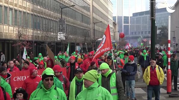 Митинг в Брюсселе против роста стоимости жизни