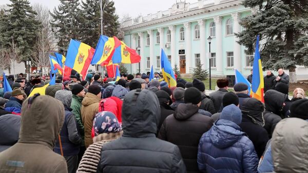 Акция протеста в городе Унгены, Молдавия