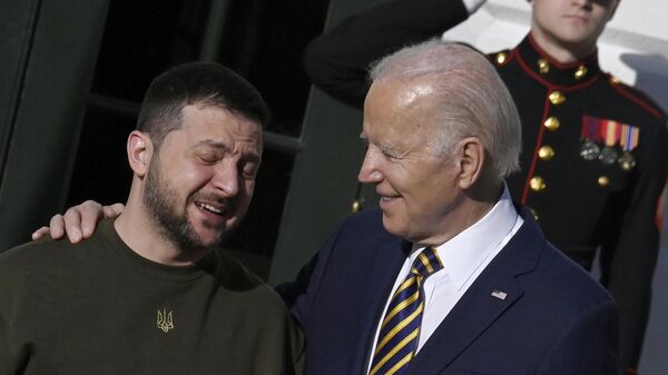 Президент США Джо Байден и президент Украины Владимир Зеленский во время встречи в Вашингтоне