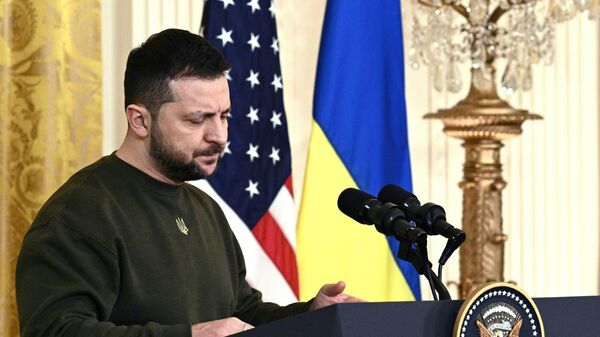 Президент Украины Владимир Зеленский во время пресс-конференции в Вашингтоне. 22 декабря 2022