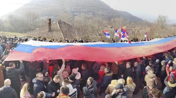 Акция протеста сербов в Рударе