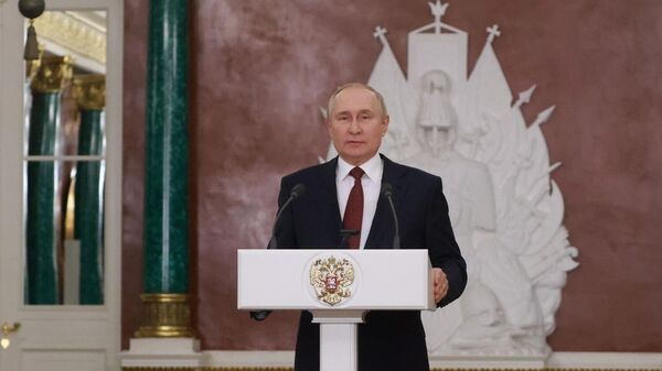 Президент России Владимир Путин на пресс-конференции по итогам заседания Государственного Совета
