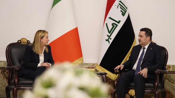 Премьер-министр Италии Джорджа Мелони во время встречи с иракским коллегой Мухаммедом ас-Судани в Багдаде 