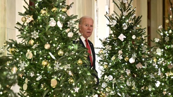 Президент США Джо Байден перед тем, как произнести рождественское послание в Белом доме в Вашингтоне