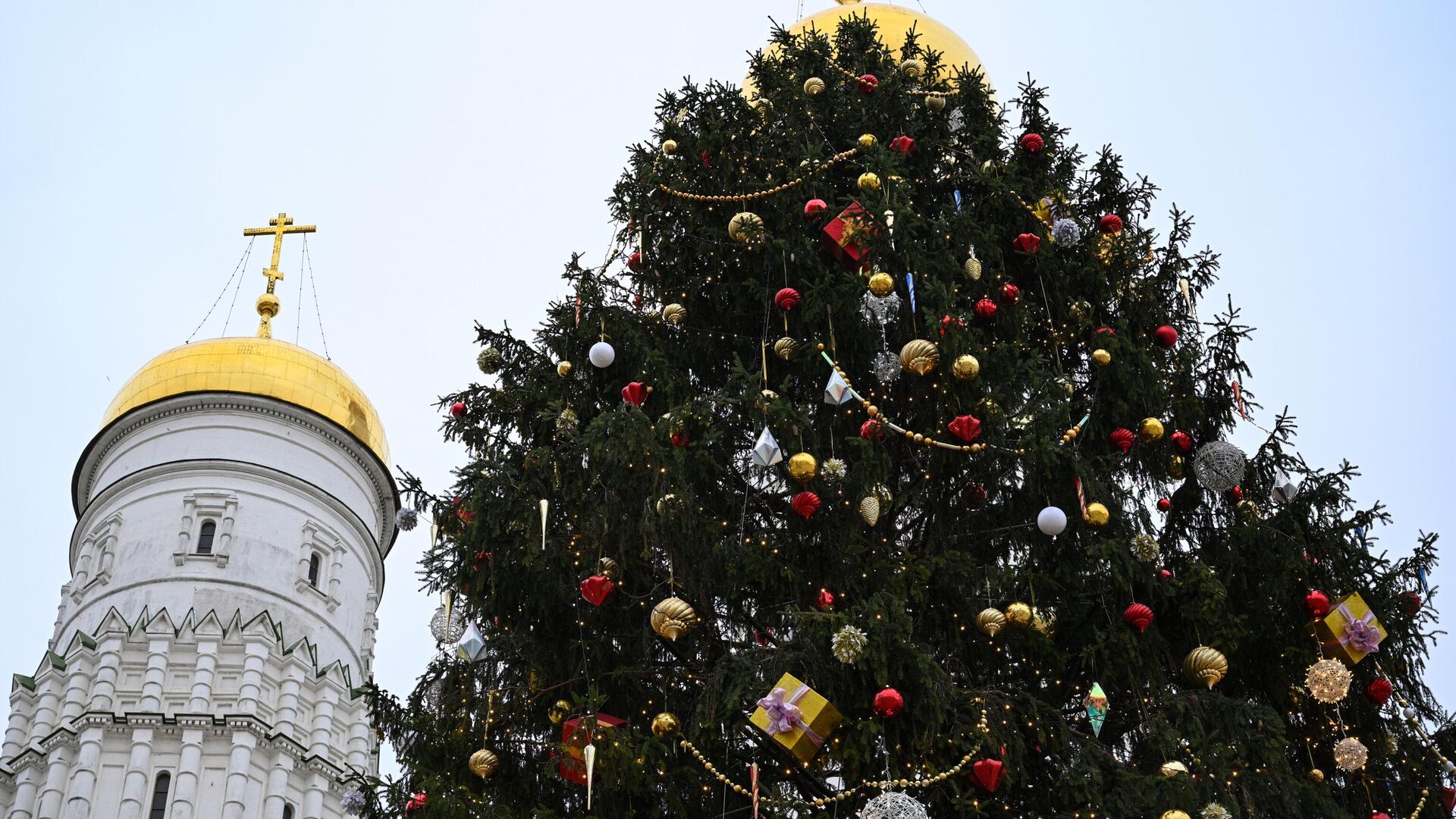 Главная новогодняя елка на Соборной площади московского Кремля - РИА Новости, 1920, 22.12.2022