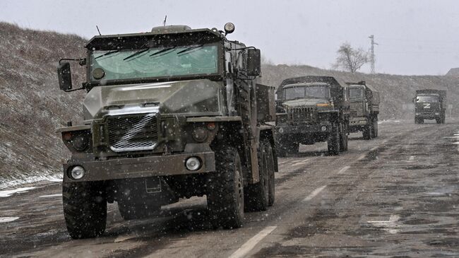 Колонна российской военной техники в зоне проведения спецоперации